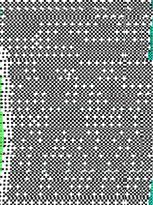 #004: Cross pattern glitch art with a little light green on the sides.