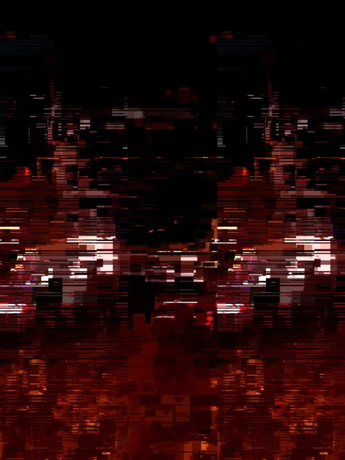#041: A carnage-like black and red glitchy art piece with evil-looking white and cream lowlights.