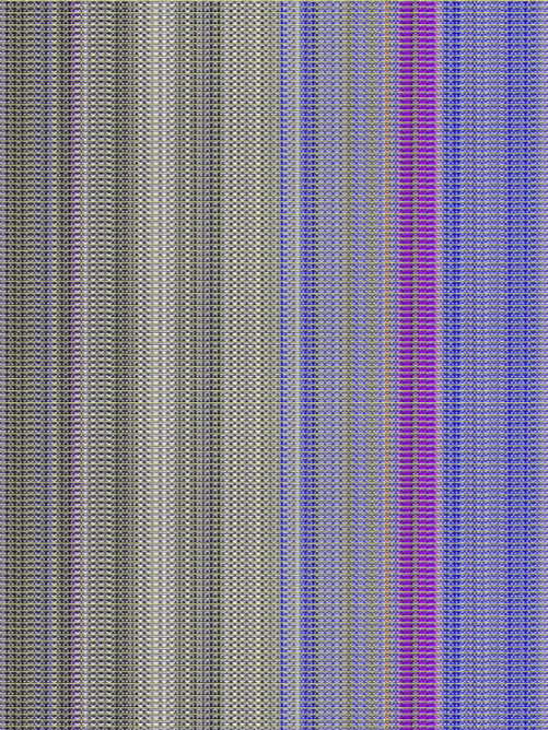 #000046000 GARBLED: An entirely garbled piece with grey, gold, blue, yellow, and purple, like tv fuzz or vhs noise. Mostly vertical.