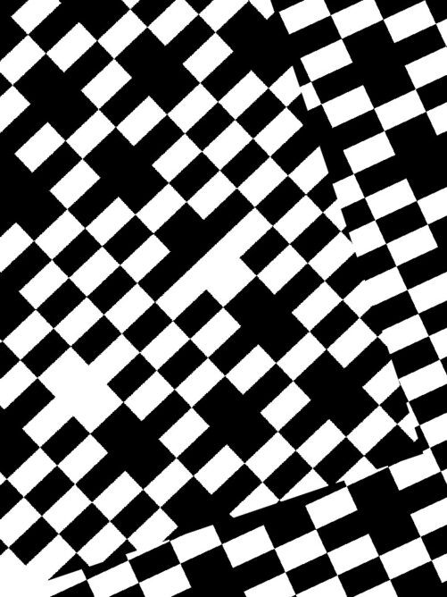 #046: The biggest rectangles on my whole glitch art website, slanted pixels in a triangle design.