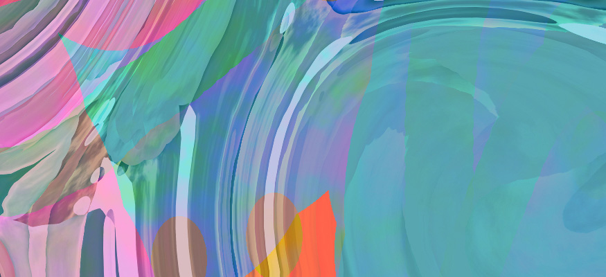 A 100% scale high definition view of the colors, textures, and details of Bubblegum Raindrops, a blue ripple with pink nearby.