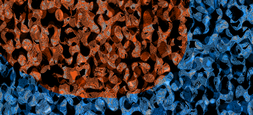 HD full-resolution close-up of the thousands of little lines that make up the orange and blue color cells.